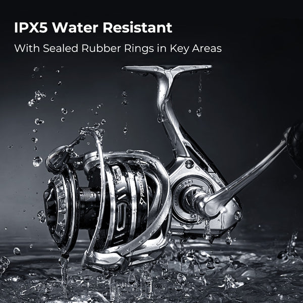 Piscifun® NautiX Saltwater Spinning Reel with aluminum body, stainless steel shaft, and CNC gears for robust, powerful fishing performance.