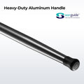 Piscifun® Saltflow High-Tech Rods: Metal handle with black rubber tip, long cylindrical object with black handle. Well-balanced performance, solid construction for offshore saltwater fishing. SEAGUIDE® accessories for stability, comfort, and corrosion resistance.