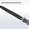 Piscifun® Saltflow High-Tech Rods For Offshore Saltwater Fishing featuring a black and silver handle, a pipe design, SEAGUIDE® accessories, corrosion-resistant materials, and all-day comfort for battling big fish.