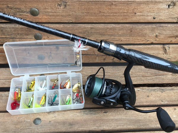 Carbon rod & reel on the bench