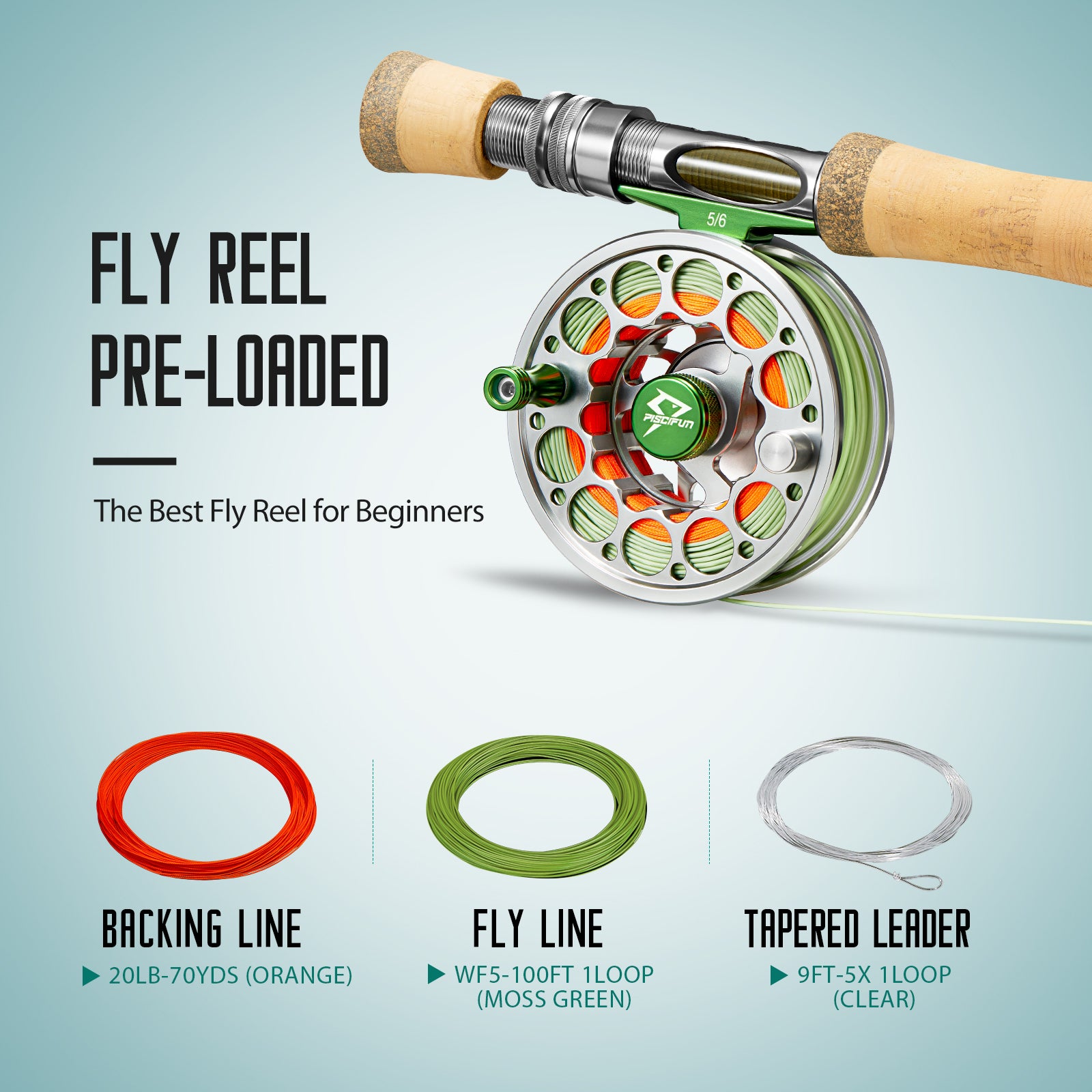 3/4 5/6 7/8 9/10WT Fly Fishing Reel with Line Combo 3 5 8 WT Fly Line  Backing Leader CNC Machined Fly Reel