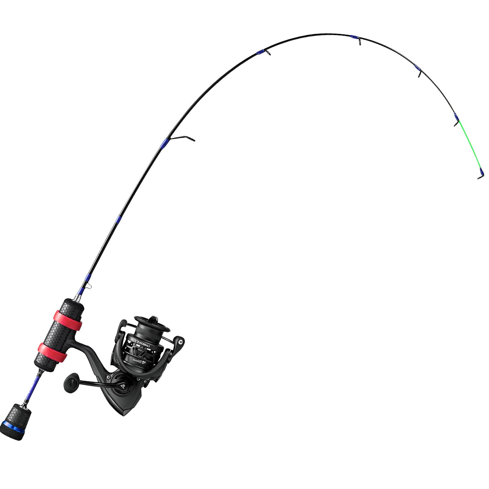 Ice Fishing Carbon X 500 1000 Reel & Rod Combo, 1000 / 34'M+PU Handle / Red