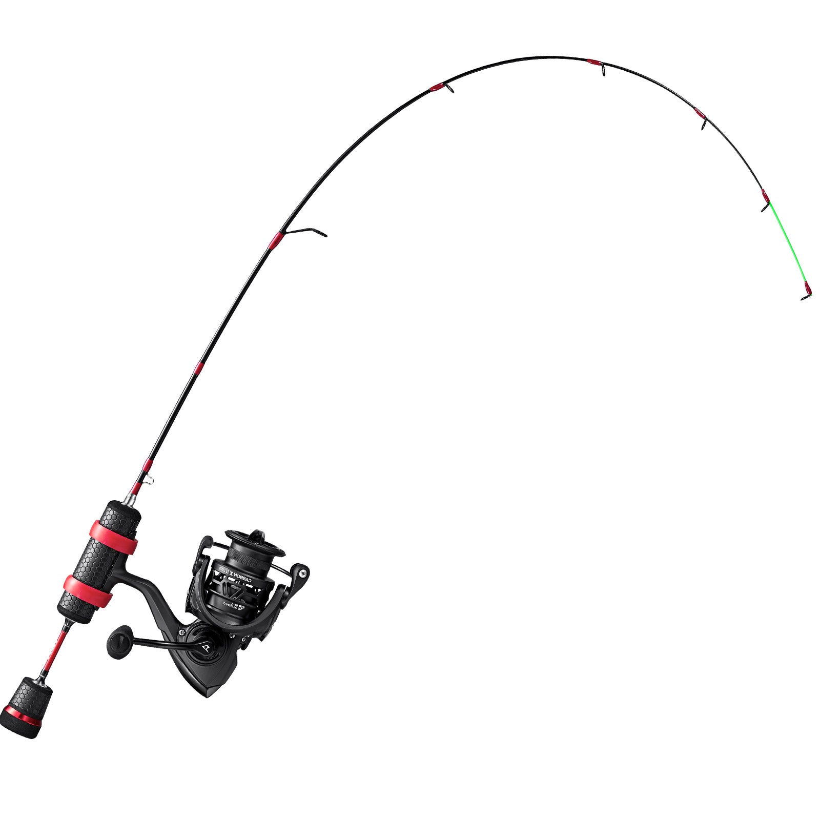 Ice Fishing Carbon X 500 1000 Reel & Rod Combo, 1000 / 34'M+PU Handle /  Red