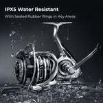Piscifun® NautiX Saltwater Spinning Reel with aluminum body, stainless steel shaft, and CNC gears for robust, powerful fishing performance.