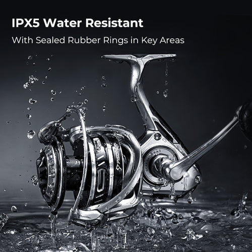 Piscifun® NautiX Saltwater Spinning Reel with aluminum body, stainless steel shaft, and CNC gears for robust, powerful fishing performance.