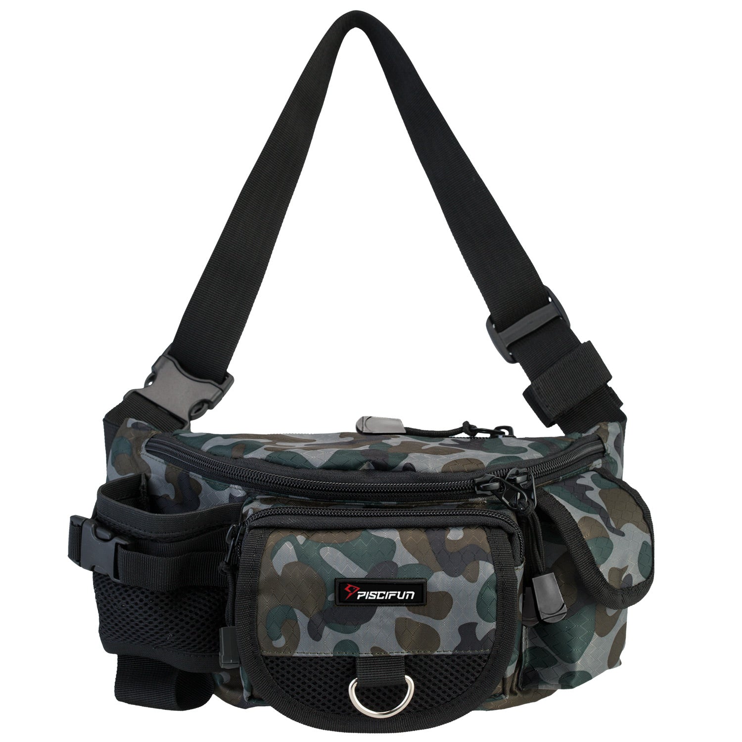 Fishing Waist Pack, Adjustable Portable Fishing Tackle Bag - Piscifun, Jungle Camouflage