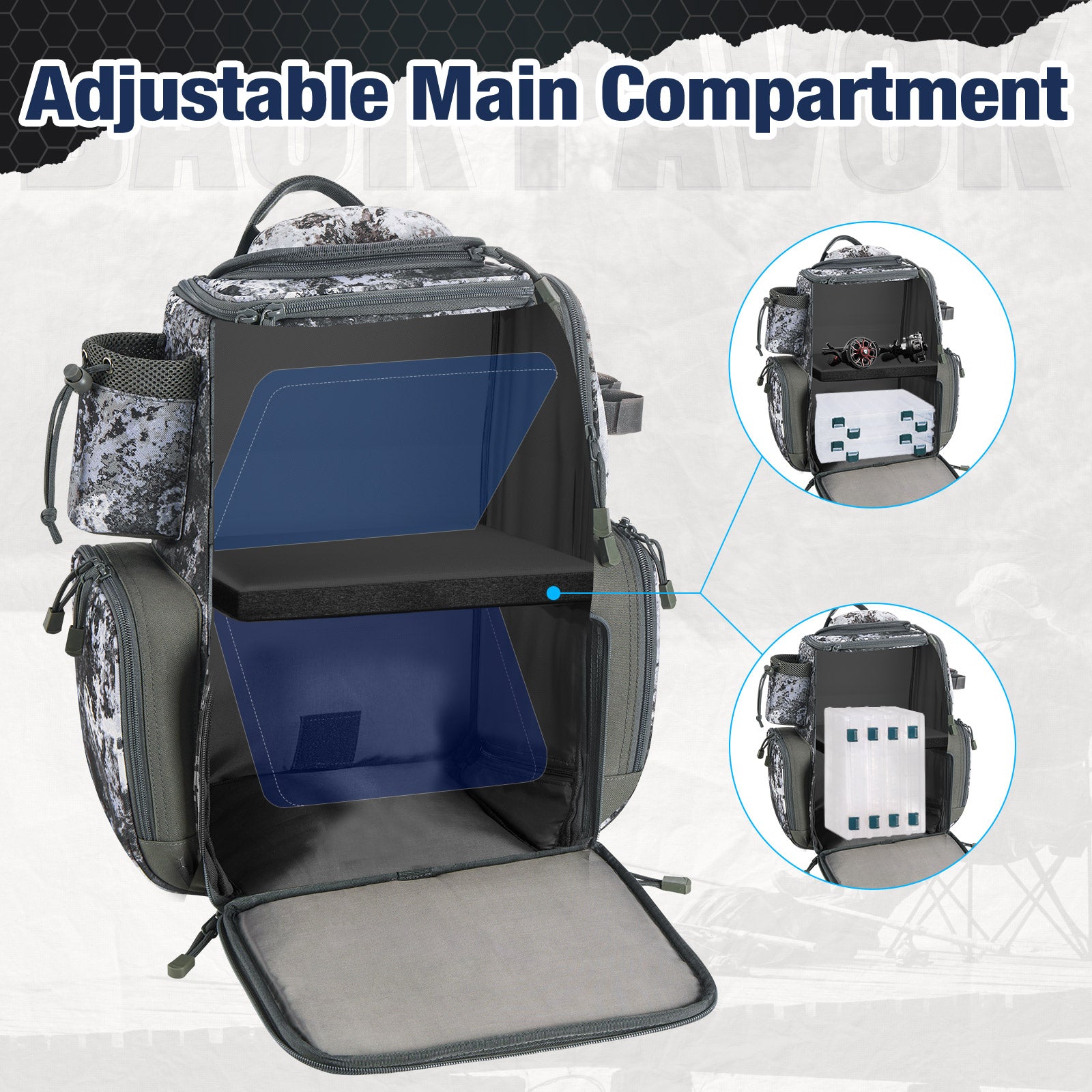 Piscifun® Fishing Tackle Backpack With 4 Trays Large Fishing Gear Bag