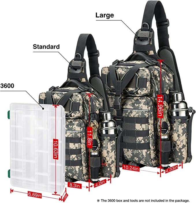 A pair of camouflage backpacks with containers and a water bottle, perfect for outdoor enthusiasts. Adjustable and detachable straps for versatile use. Multiple storage compartments and exterior pockets for organizing your belongings. Ideal for fishing, hiking, and camping.