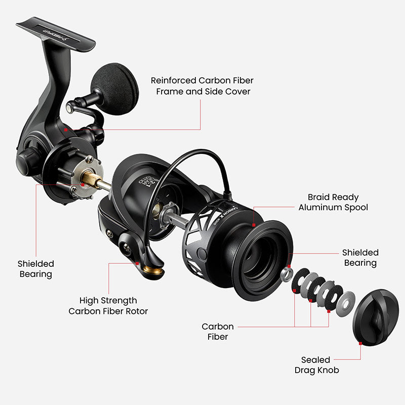 Carbon X Spinning Reel: Lightweight 5.1oz, 5.2:1 & 6.2:1 Gear