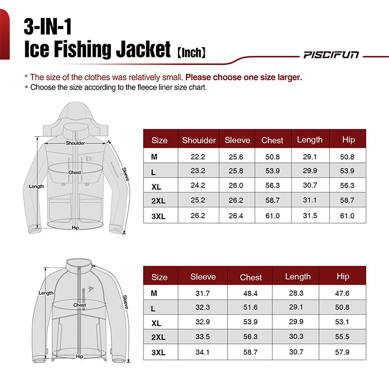 Piscifun Ice Fishing Suit,3 in 1 Jacket,Waterproof Fishing Bib
