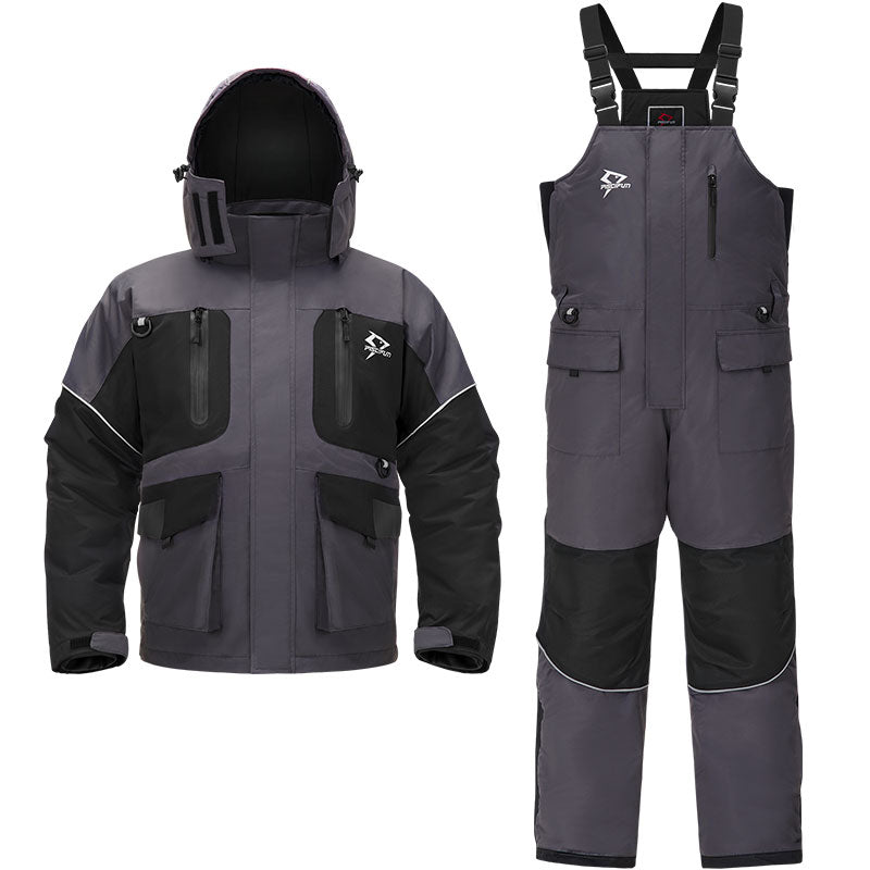 Piscifun Ice Fishing Suits, Insulated Jacket & Bibs Waterproof Sale | Suit  / Black Gray / L | Piscifun