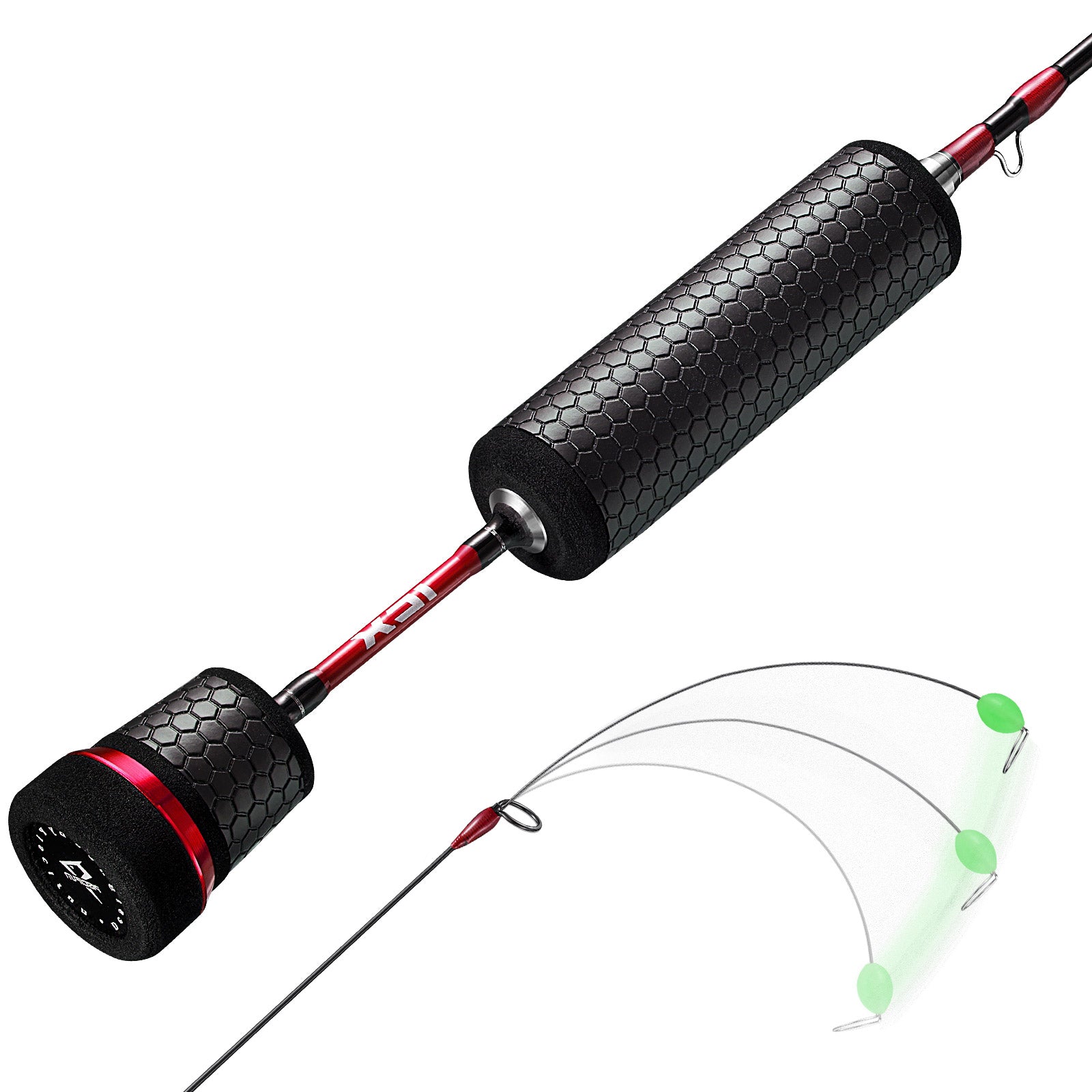 Piscifun® Icx Focus Ice Fishing Rod Lightweight, 32“L Titanium Tip /  Precision Grip (PU) / Black&Red