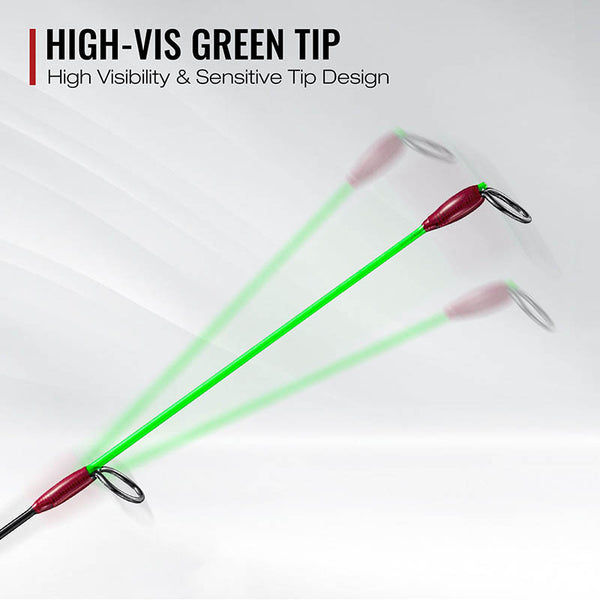 Piscifun® Ice Fishing Icx Frost Reel & Rod Combo: A close-up of a long fishing rod with an innovative design and carbon frame for improved performance.