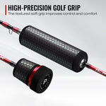 Piscifun® Ice Fishing Carbon X 500 1000 Reel & Rod Combo: Close-up of a black and red cylindrical object with a logo and a wheel.