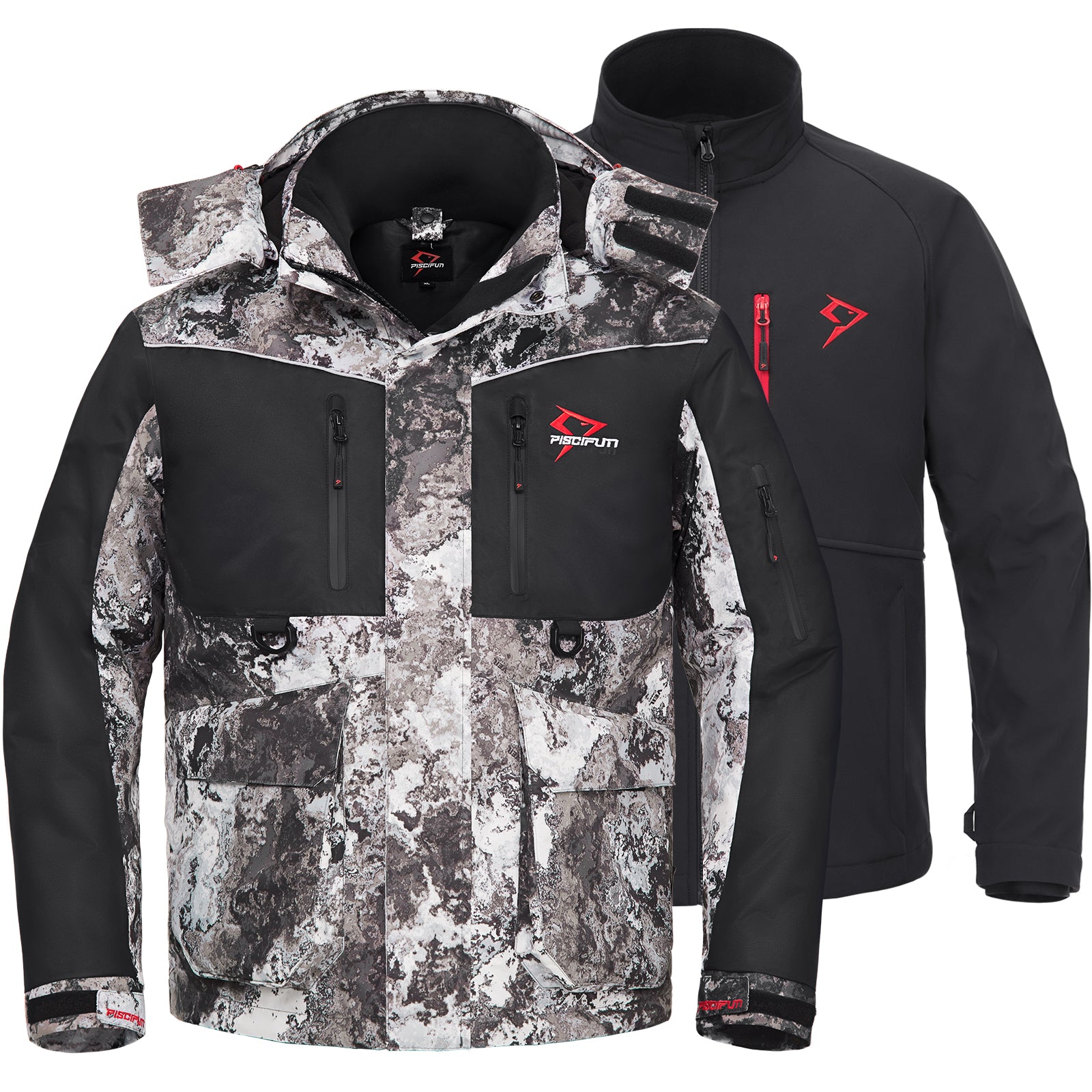Ice Fishing Suit | Ice Fishing Bib and Jacket | Jacket / Veil Camo / 2XL |  Piscifun
