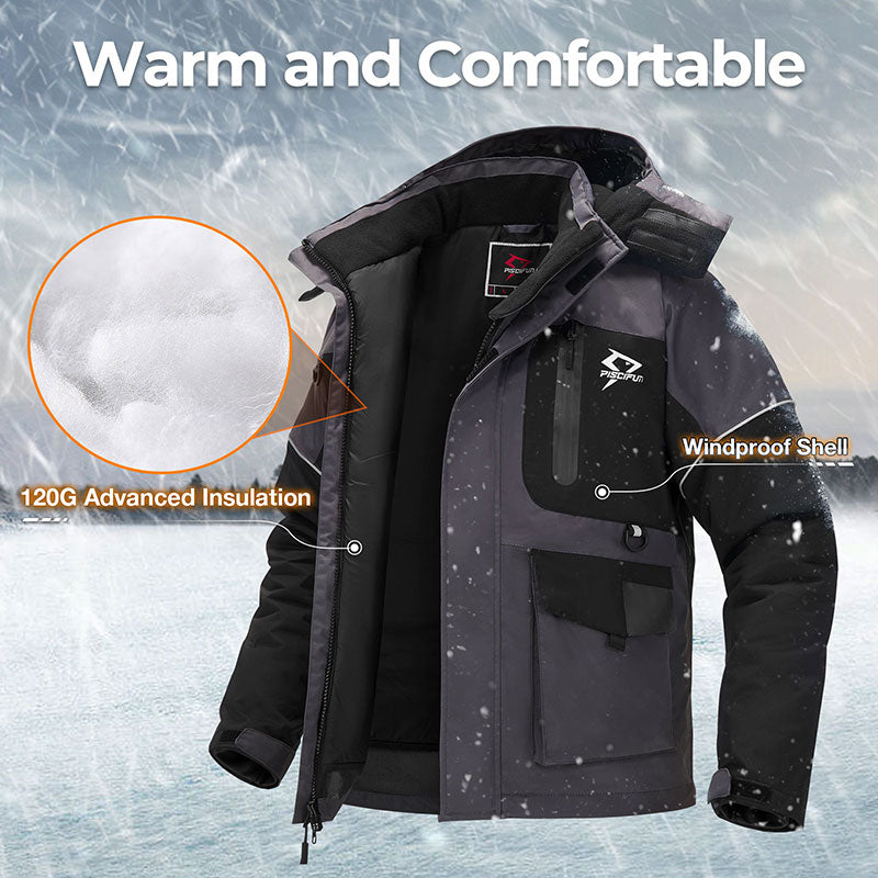 Striker Men's Climate Durable Windproof Water-Resistant Insulated Outdoor  Ice Fishing Jacket with Removable Hood