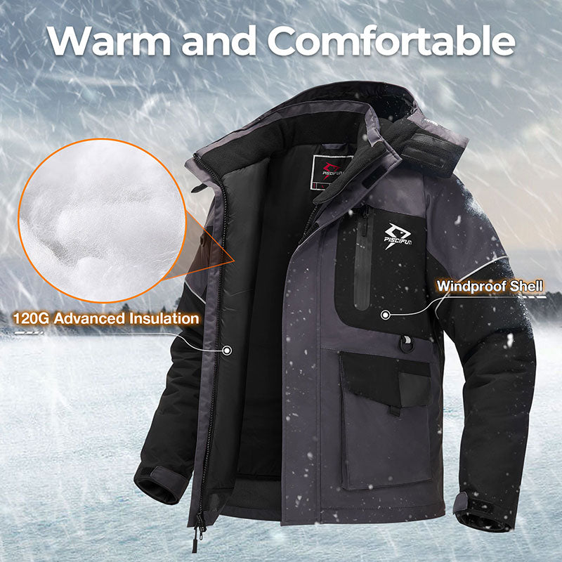 Piscifun Ice Fishing Suits, Insulated Jacket & Bibs Waterproof With  Flotation Technology