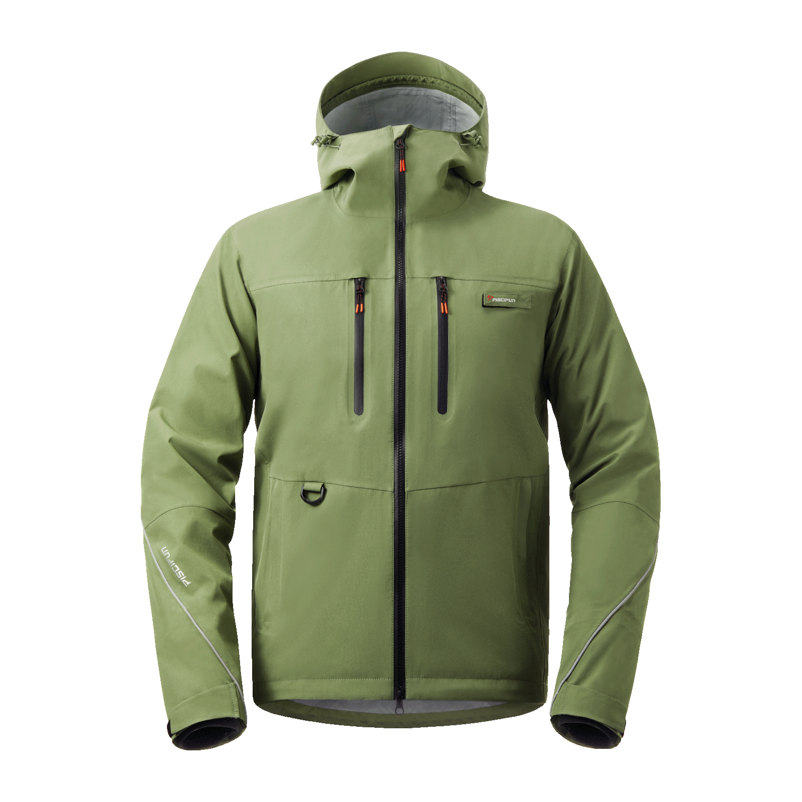 Piscifun lake-green hooded jacket with zip-up collar