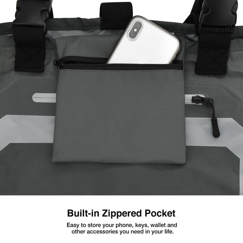Piscifun® Breathable Chest Waders with Phone Pocket - A phone in a waterproof pocket on fishing waders. Durable, comfortable, and lightweight.