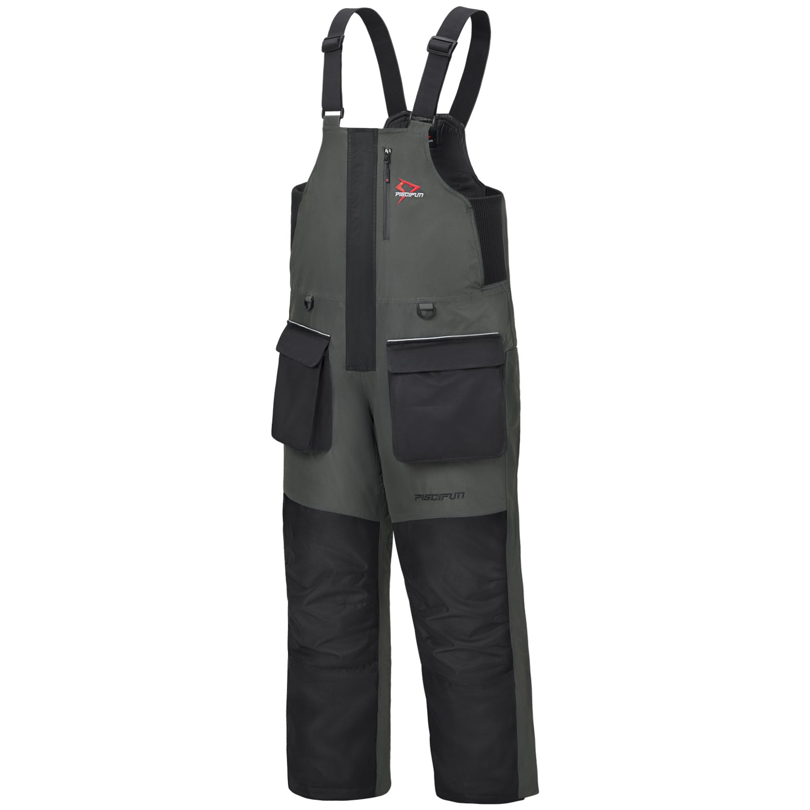 Ice Fishing Suit, Ice Fishing Bib and Jacket, Bibs / Black Gray / 3XL