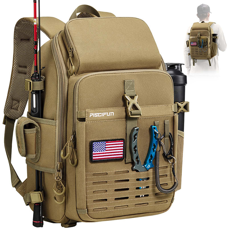 Fishing Backpack with Rod & Gear Holder, MOLLE system