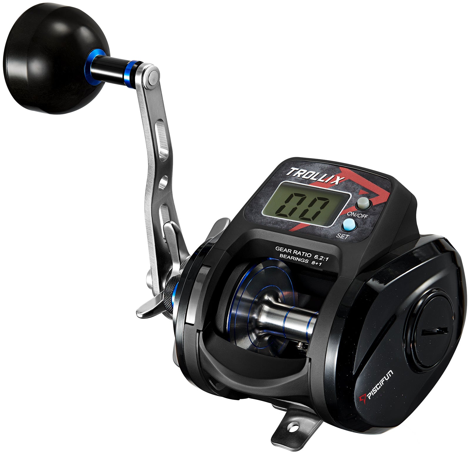 Trollix LCD Line Counter Digital Fishing Reel | Left Hand | Piscifun