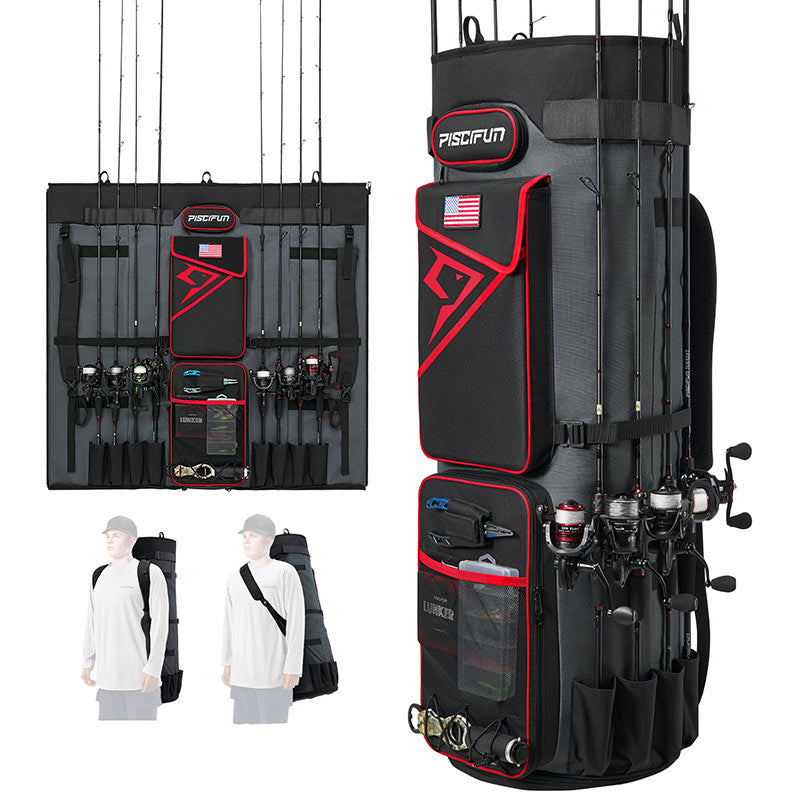 Piscifun Fishing Rod Case Bag Holds 8 Rods & Reels, 100L Large Storage