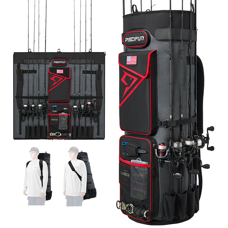 Fishing Pole Backpack, Rod Case Bag Holds