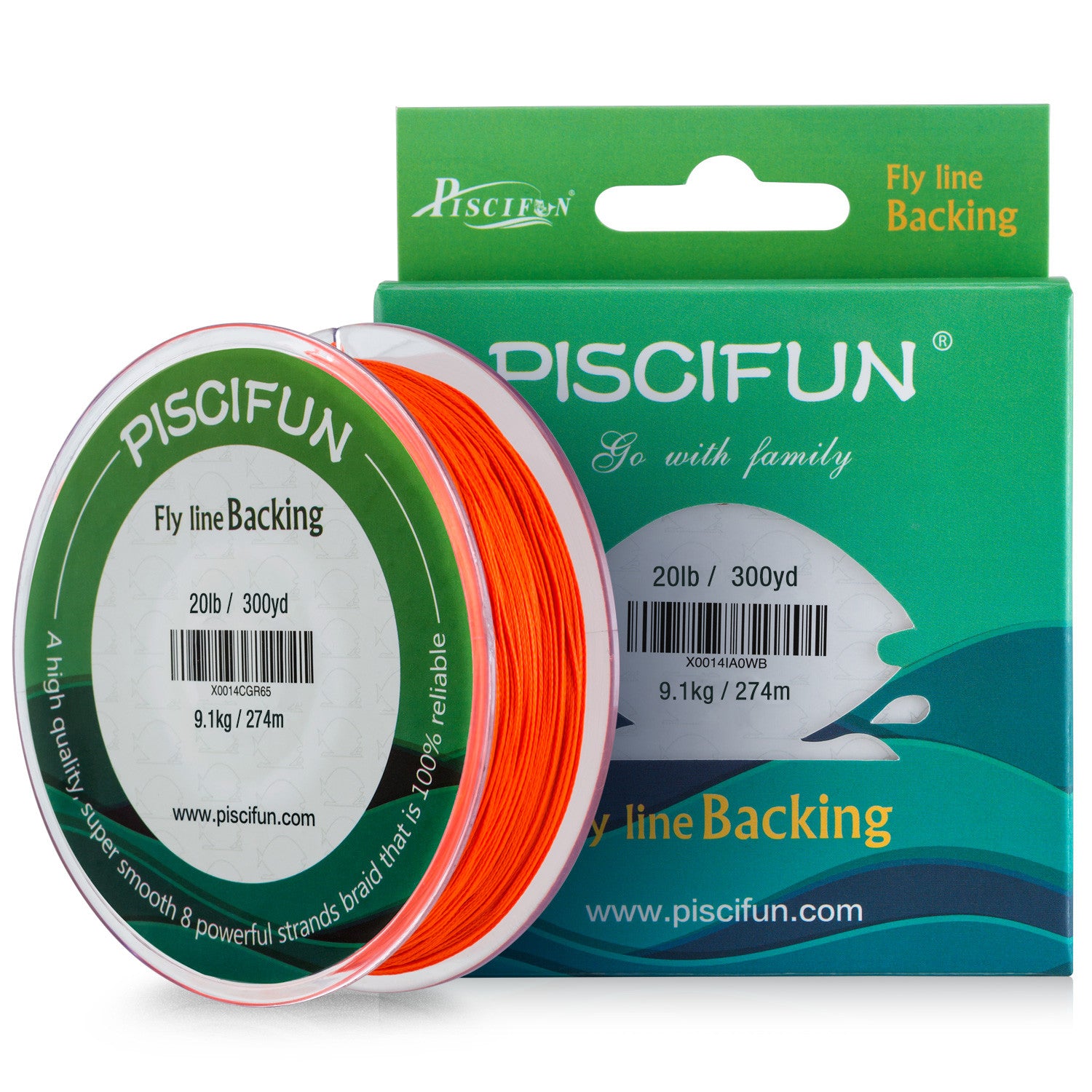 Kylebooker Fly Line Backing Line 20/30Lb 100/300Yards Orange Green Braided Fly Fishing Line, Size: 30 lbs