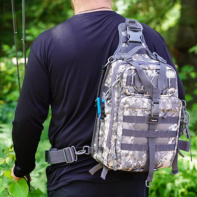 Outdoor Tackle Bag For Fishing Hiking Camping, Digital Camouflage /  Large(14.96*10.24* 4.33inch)