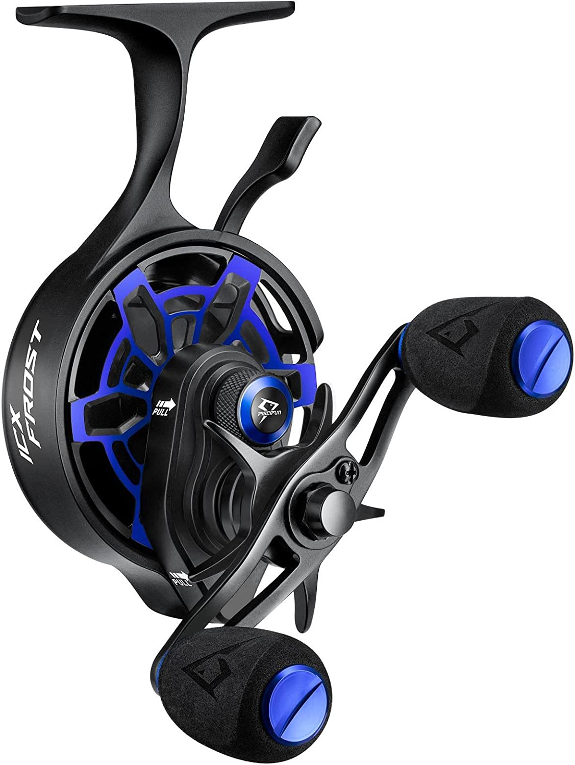 ICX Frost Carbon Inline Ice Fishing Reel | Blue / Right Hand | Piscifun