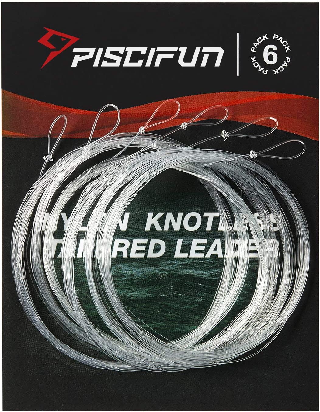 Piscifun Fly Fishing Tapered Leader with Loop-9ft 7.5ft 12ft(6 Pack) 0