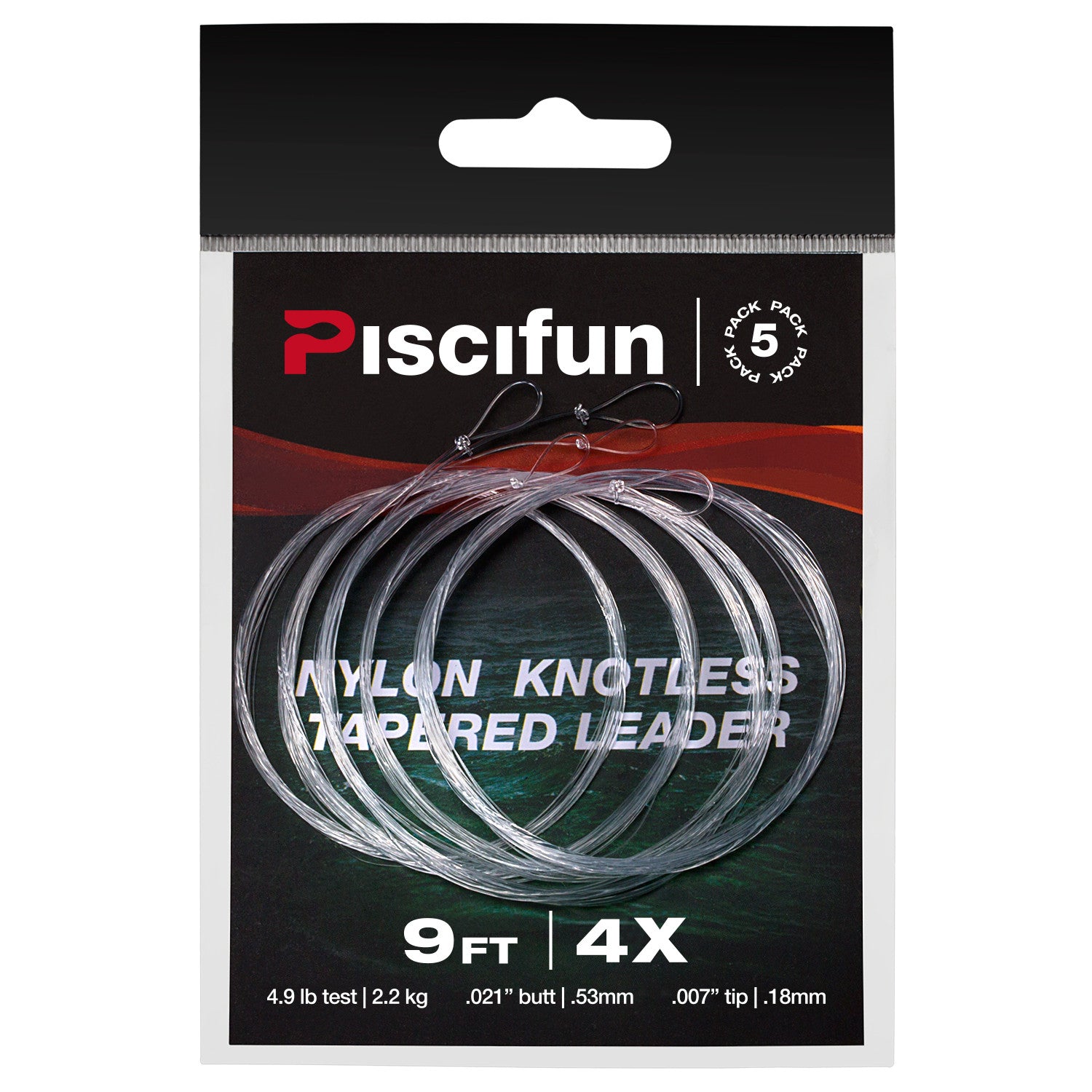 Piscifun® Fly Fishing Tapered Leader with Loop 5-Pack