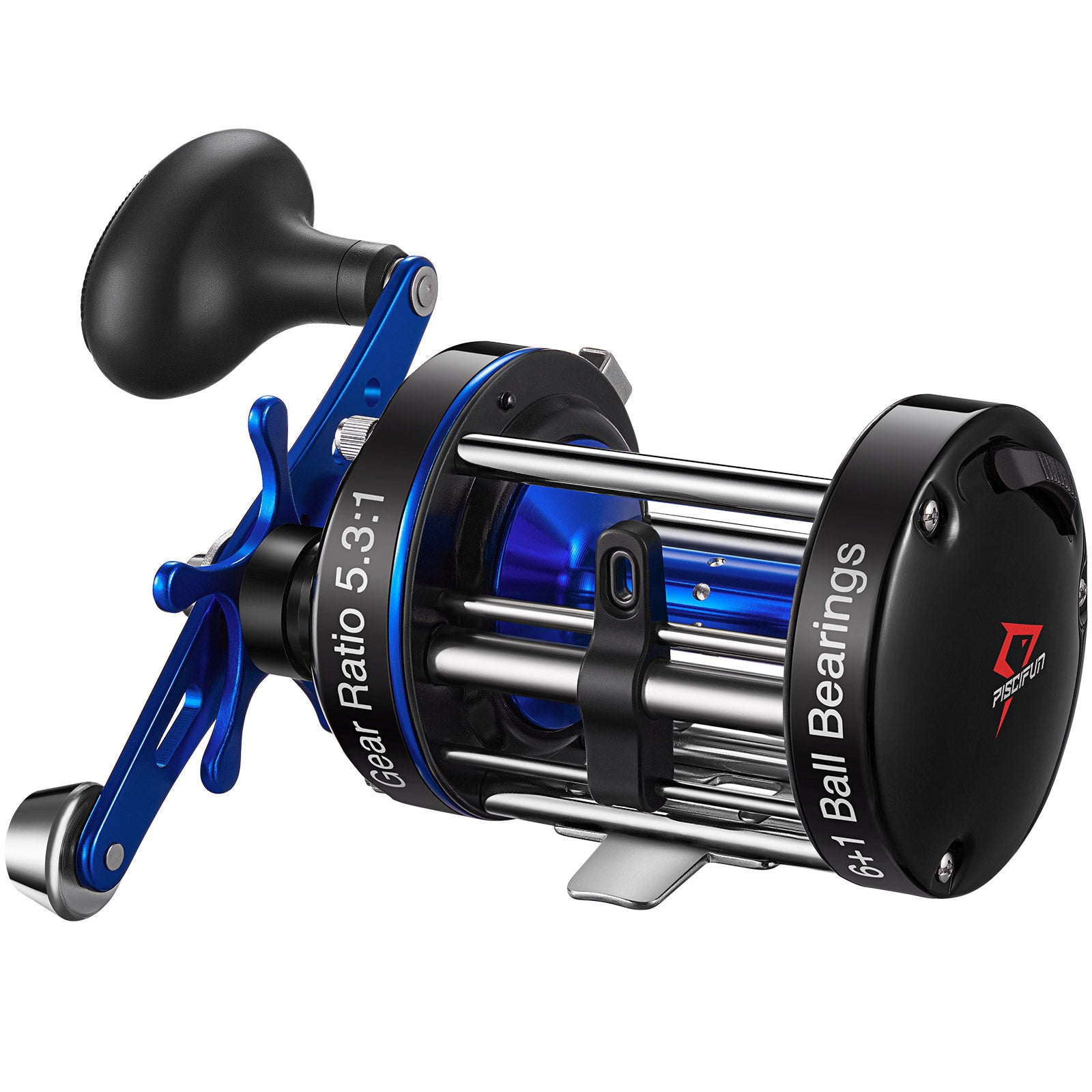Chaos XS Round Saltwater Baitcasting Reel, 6000 / RIGHT HAND / Blue