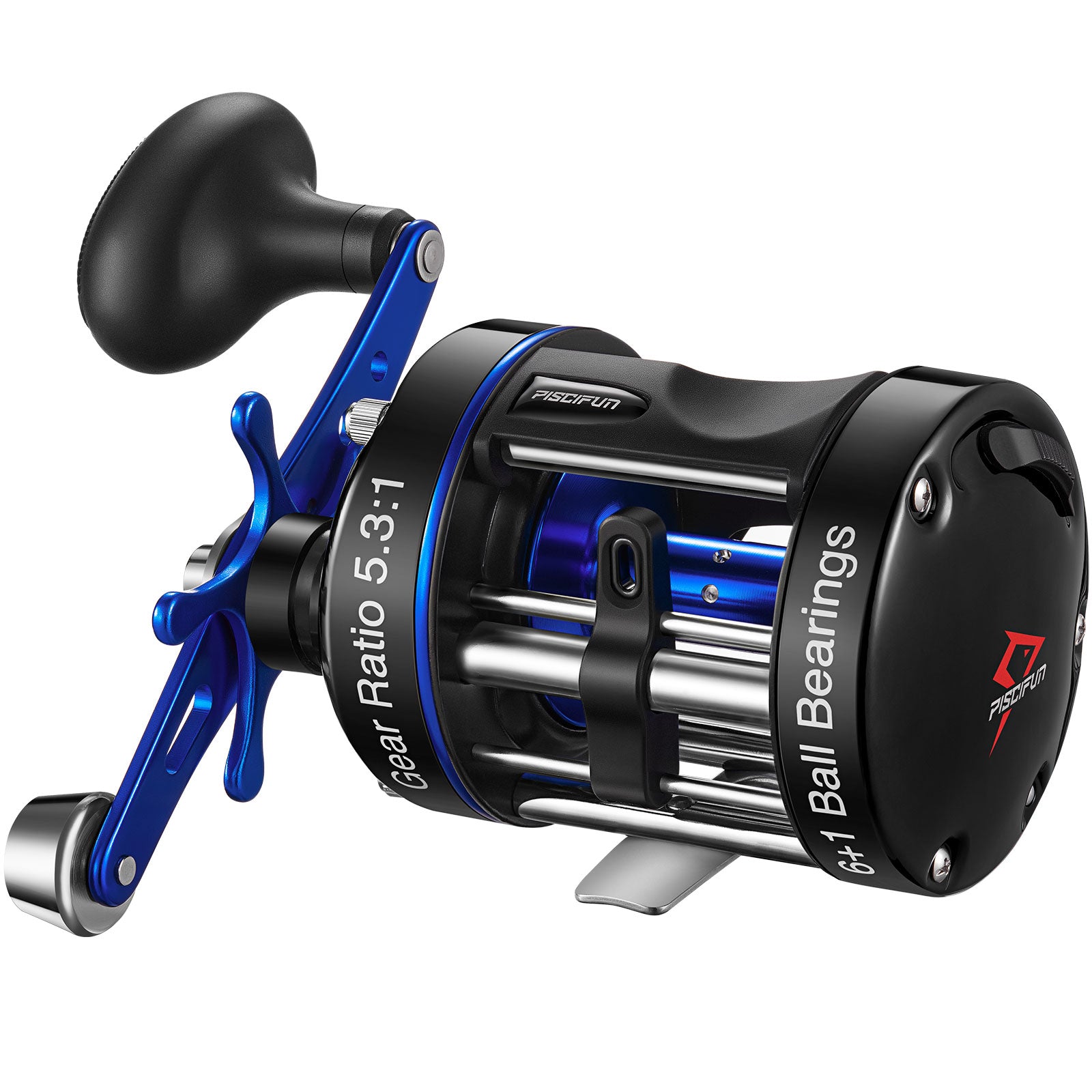 Chaos XS Round Saltwater Baitcasting Reel, 5000 / RIGHT HAND / Blue