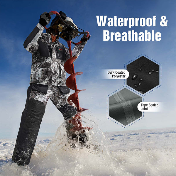 Piscifun Ice Fishing Insulated Bibs, Waterproof Fishing Bib With Flota