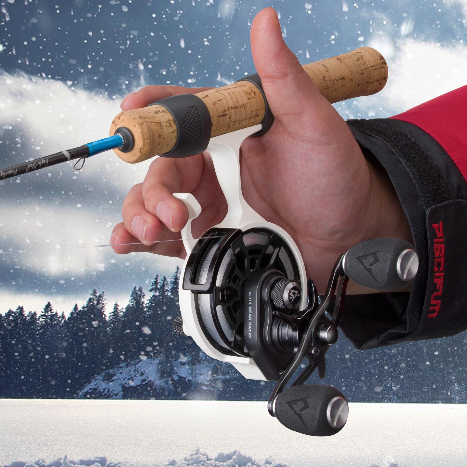 ICX Frost Carbon Inline Ice Fishing Reel, Blue / Right Hand