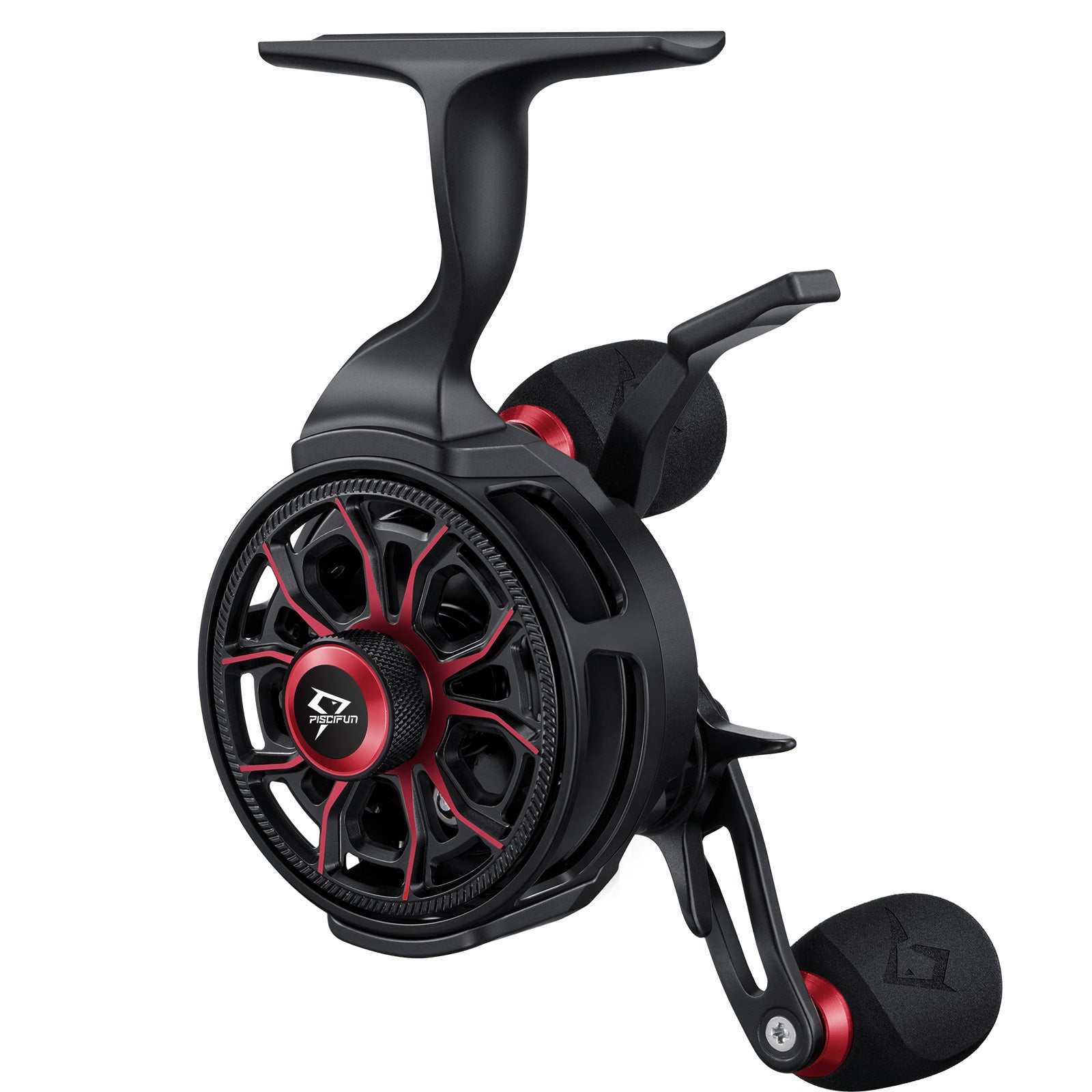 ICX Carbon Inline Ice Fishing Reel | Red & Black / Left Hand | Piscifun