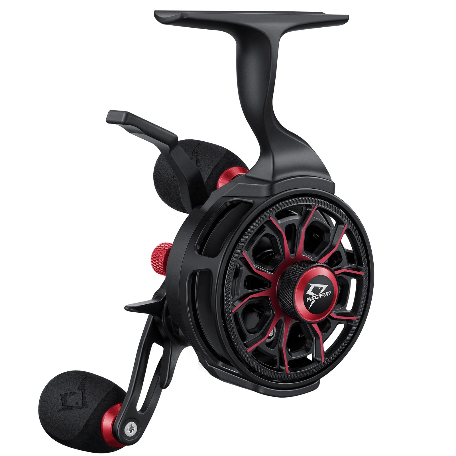 ICX Carbon Inline Ice Fishing Reel | Red & Black / Right Hand | Piscifun