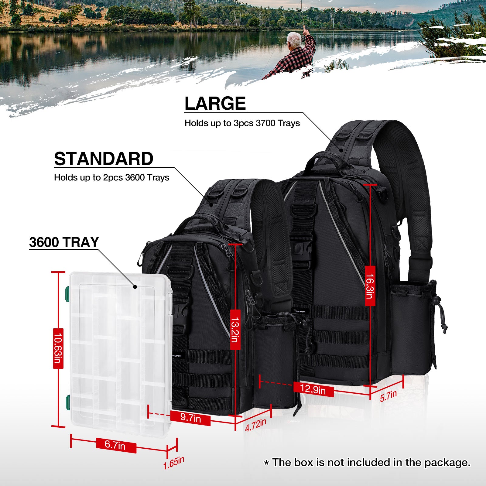 Romacci Fishing Tackle Storage Bag Outdoor Shoulder Water-Resistant Fishing Gear Bag Cross Body Sling Bag Black