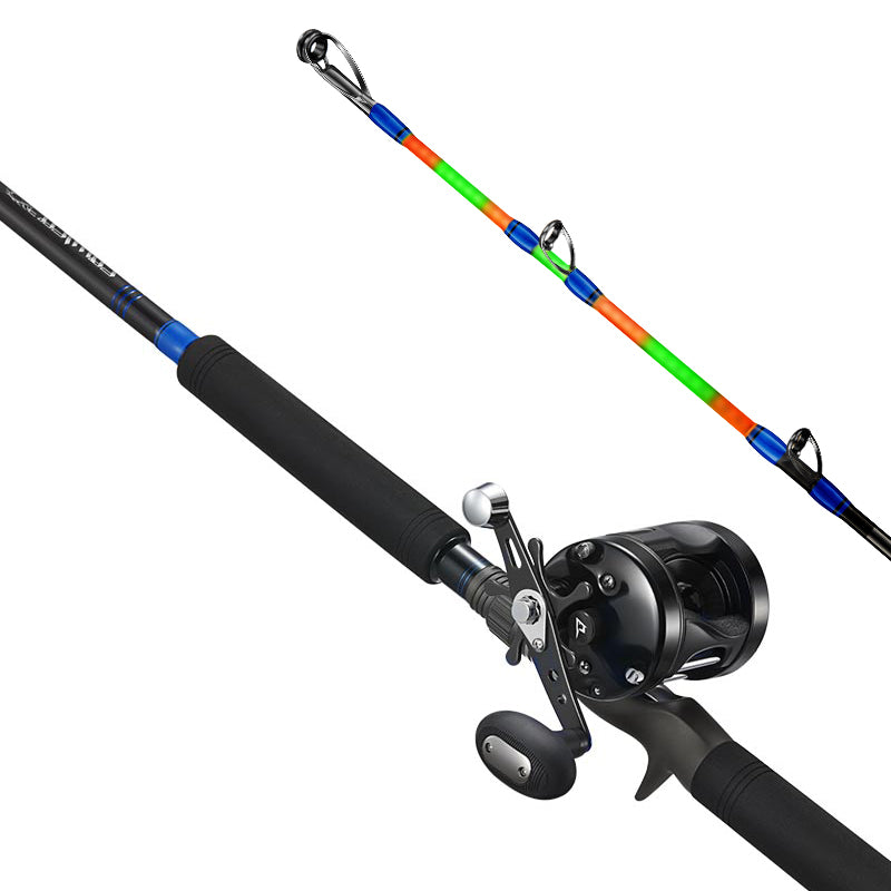 Piscifun Chaos XS Round Baitcasting Reel and Catfish Casting Rod Combo, 5000 / Left / Alum Reel Seat 8’