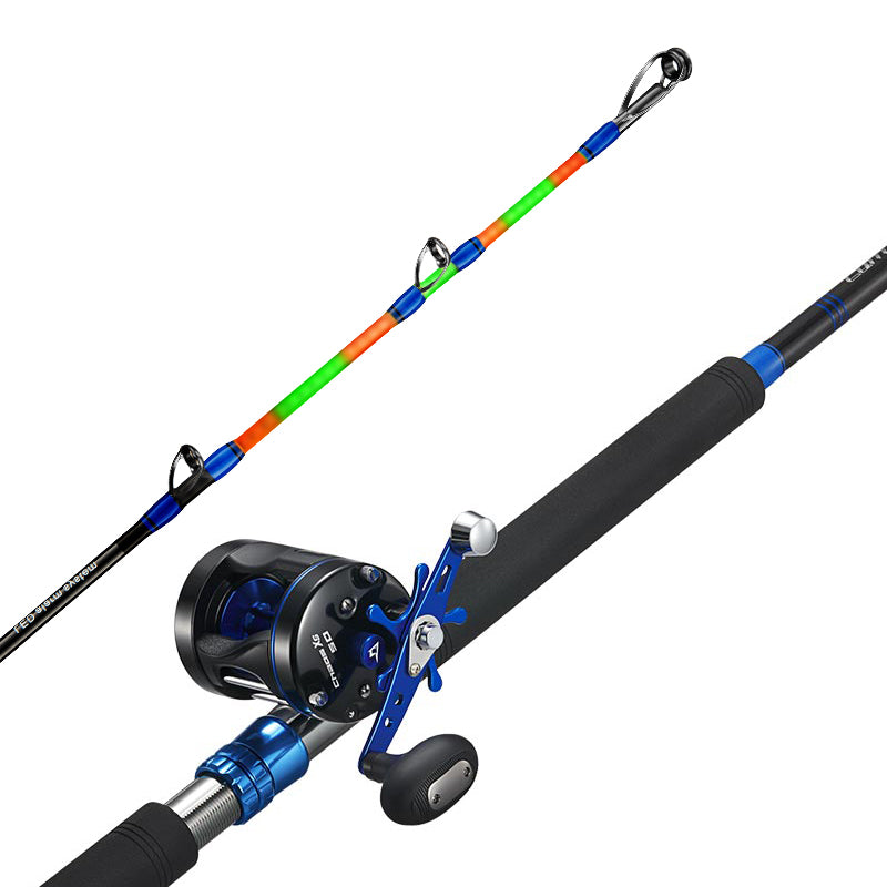 Piscifun Chaos XS Round Baitcasting Reel and Catfish Casting Rod Combo, 5000 / Left / Alum Reel Seat 8’