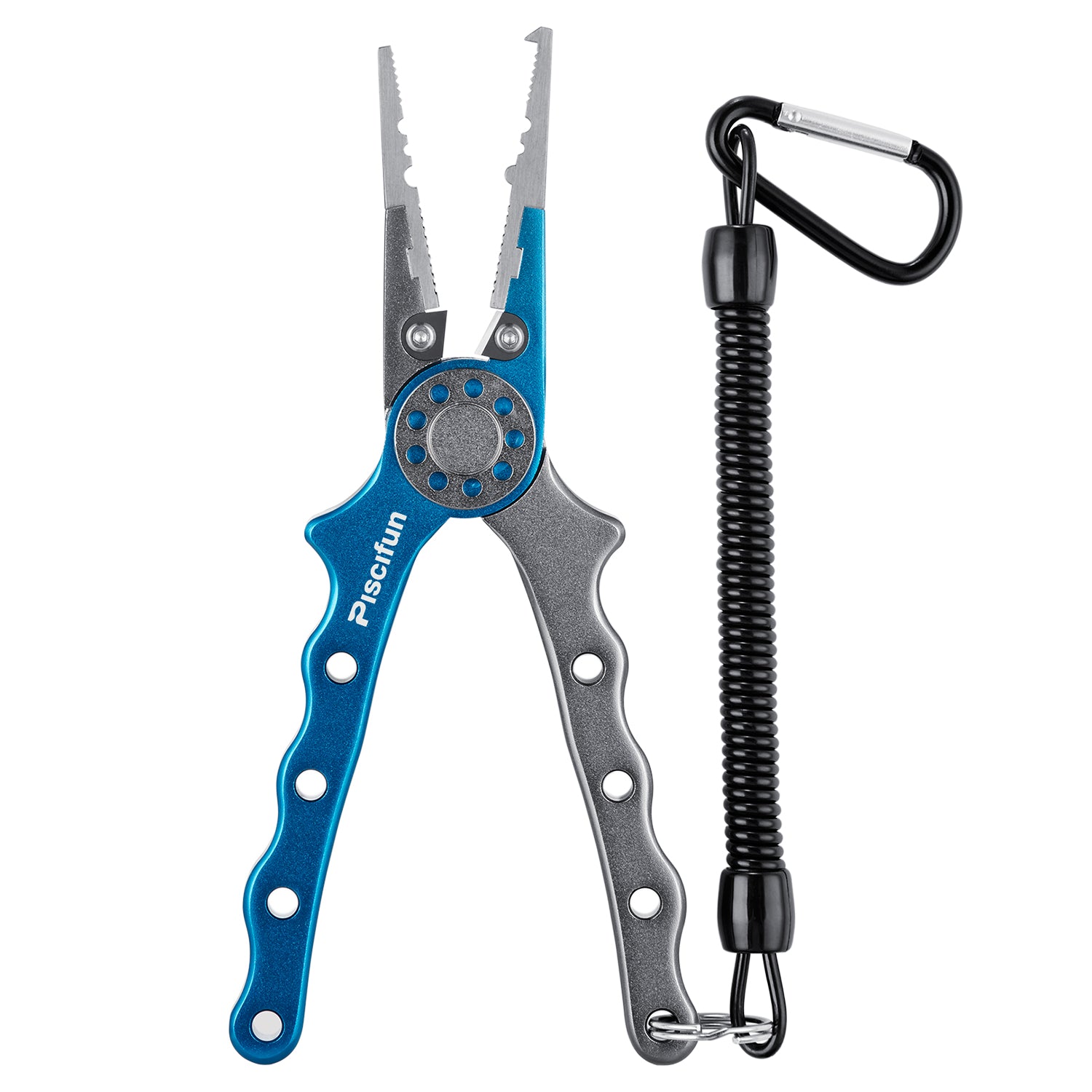 ALUMINUM FISHING PLIERS WITH CARABINER WITHOUT SPLIT RING